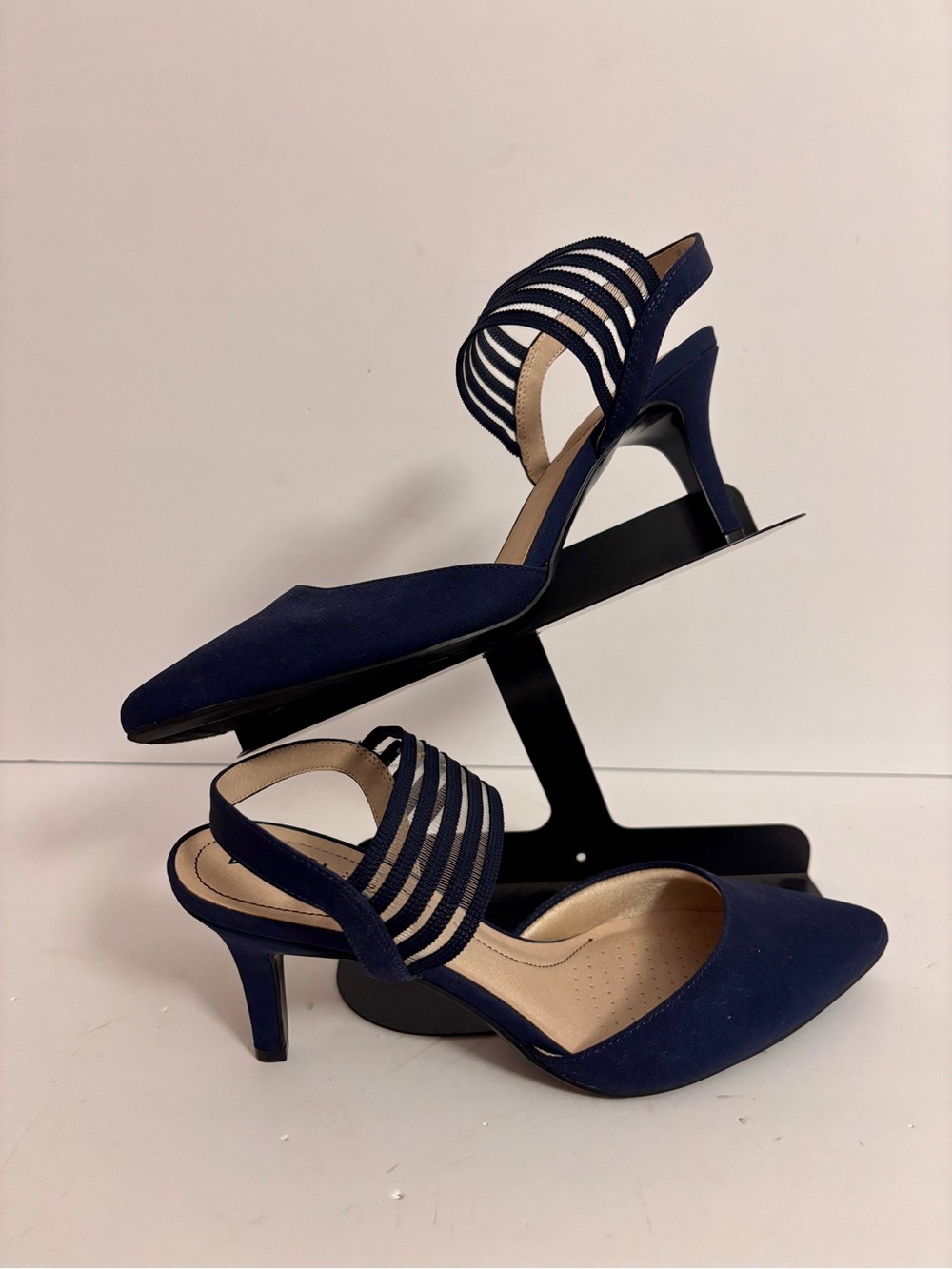LifeStride Women's Sanya slingback pumps in navy blue microsuede size 8.5
